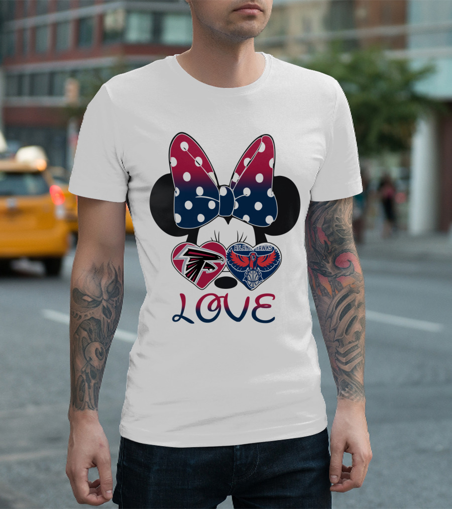 Mic 060 Minnie Mouse Love Atlanta Falcons Hawks Hearts T-Shirt