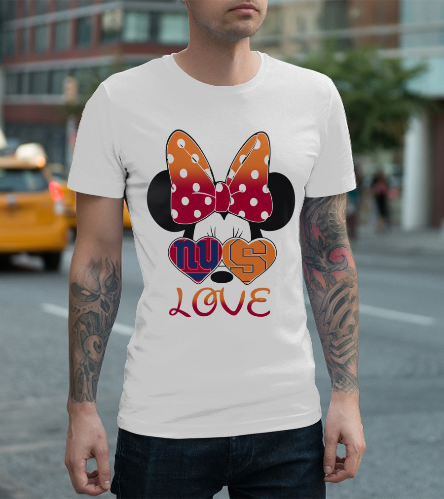 Ny Giants Syracuse Love Minnie Mouse Bow Hearts T-Shirt