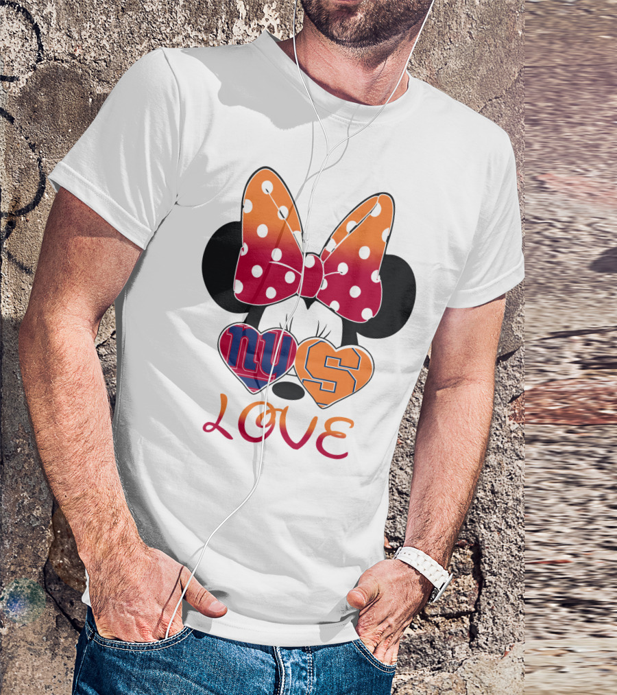 Ny Giants Syracuse Love Minnie Mouse Bow Hearts T-Shirt