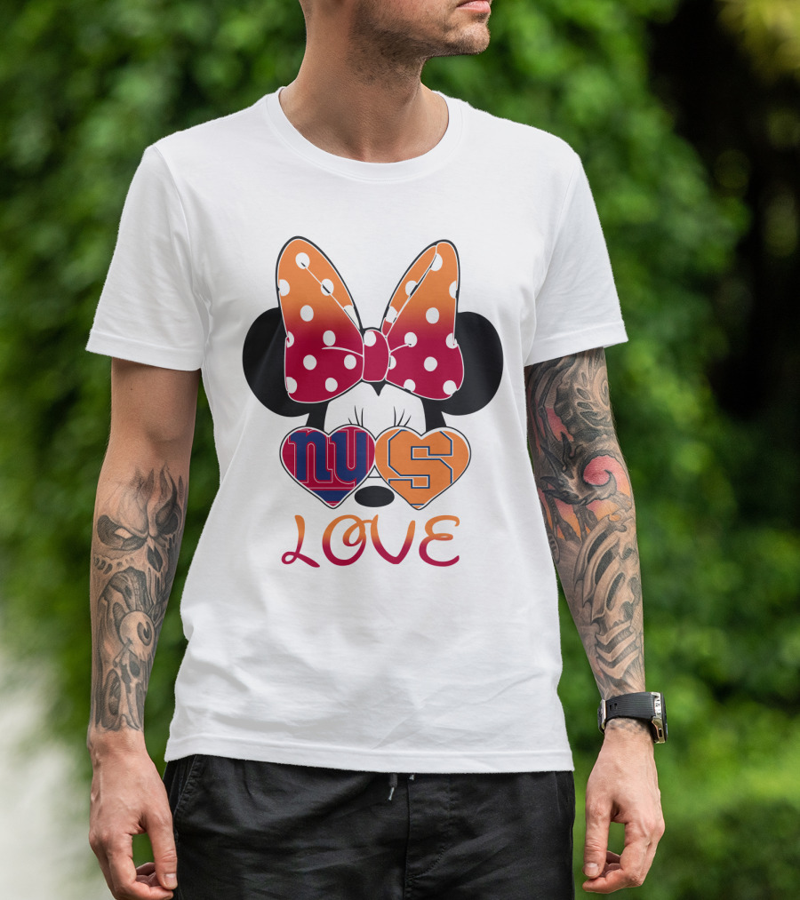 Ny Giants Syracuse Love Minnie Mouse Bow Hearts T-Shirt