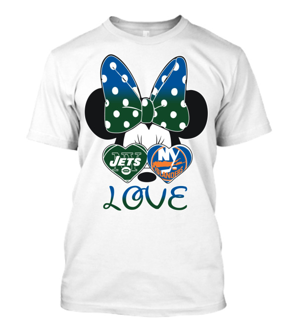 Ny Jets Ny Islanders Minnie Bow Love T-Shirt
