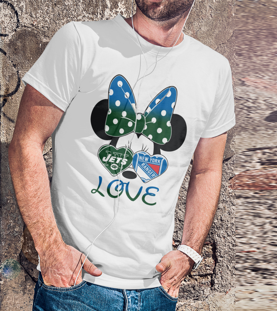New York Jets Rangers Love Minnie Bow T-Shirt