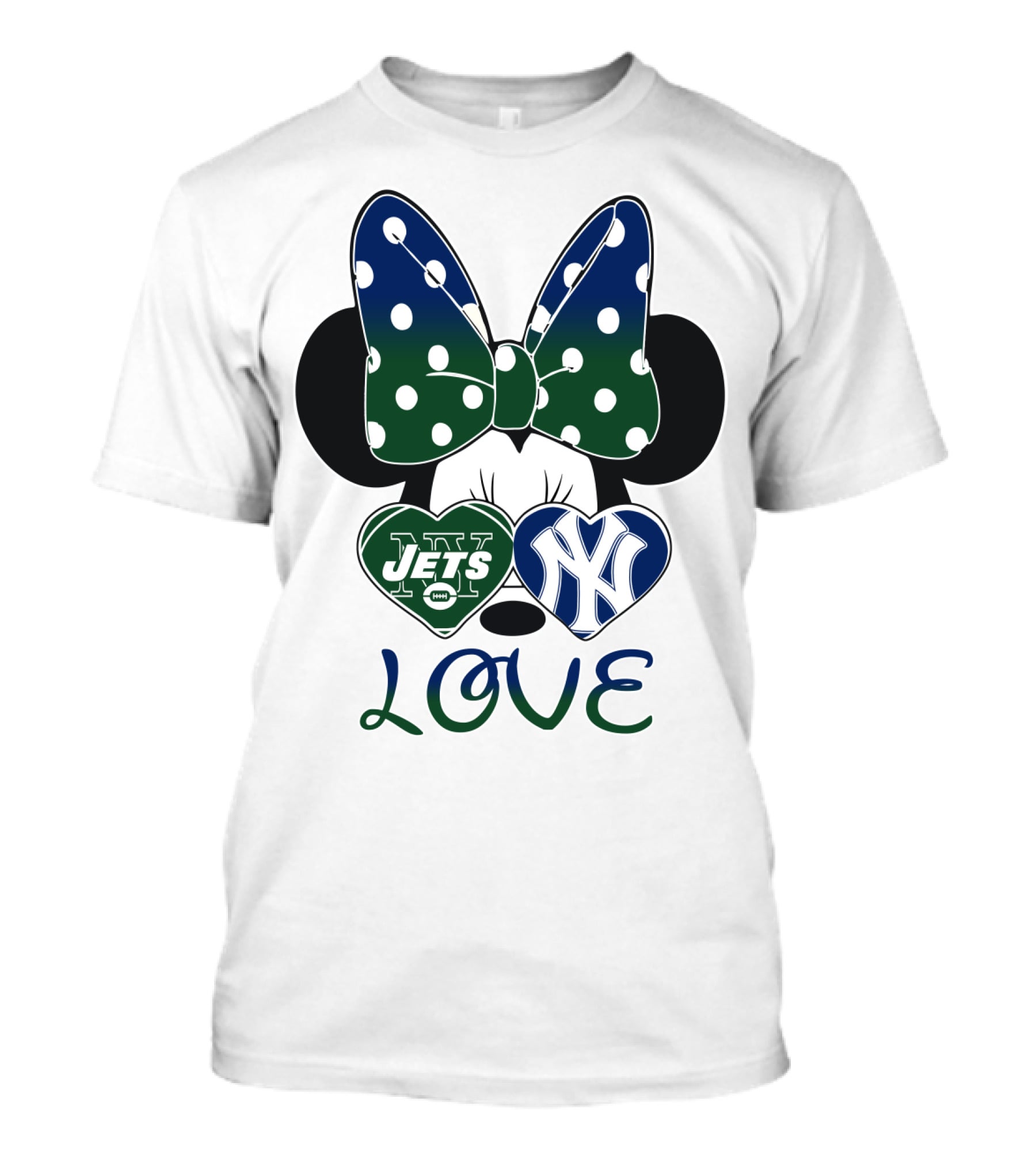 Minnie Mouse Bow New York Jets Yankees Love T-Shirt