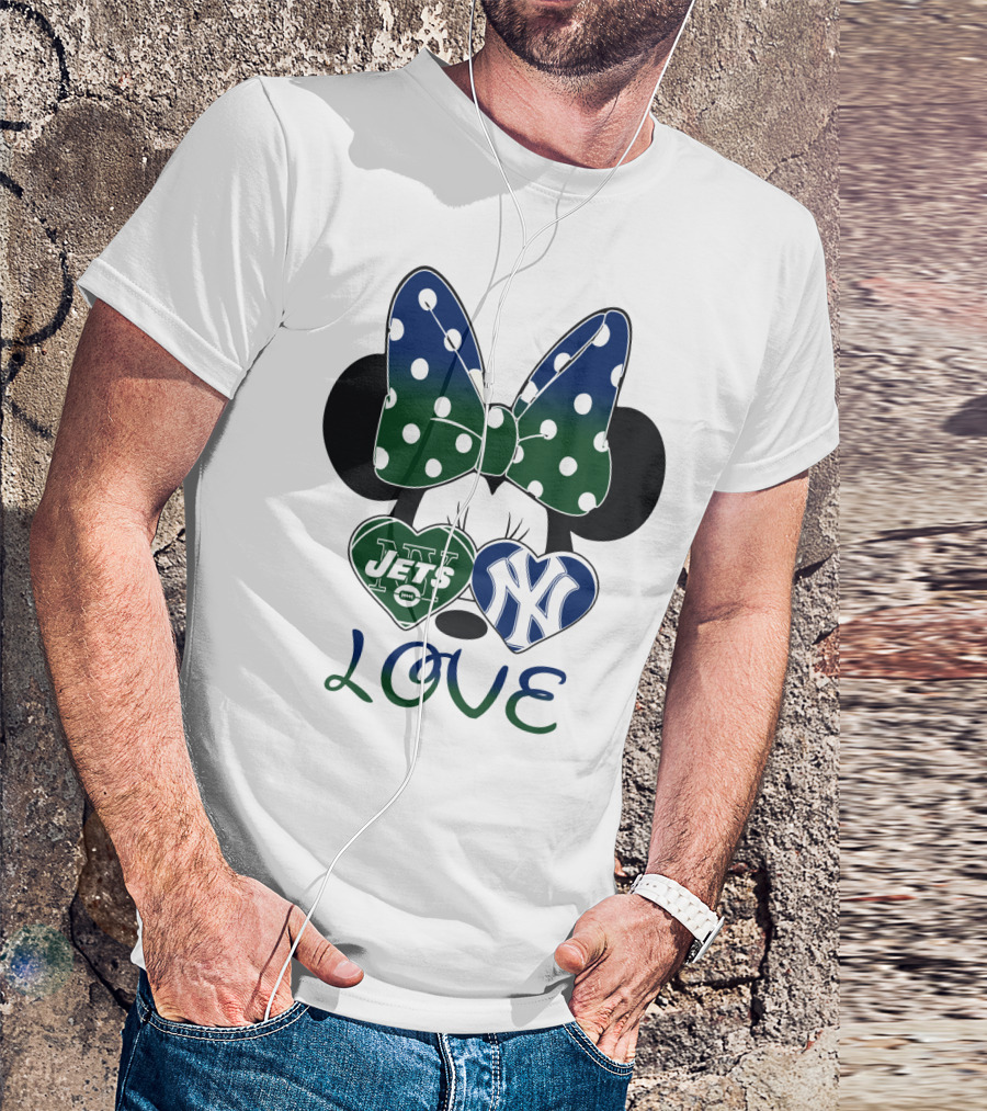Minnie Mouse Bow New York Jets Yankees Love T-Shirt