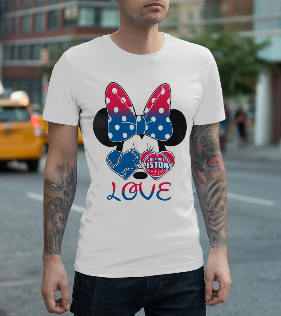 Detroit Pistons Lions Minnie Love T-Shirt
