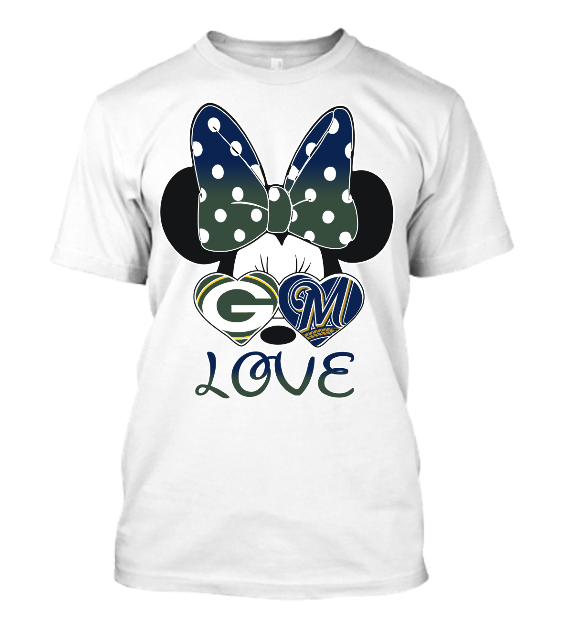 Green Bay Packers Milwaukee Brewers Minnie Mouse Love T-Shirt