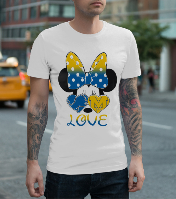 Minnie Bow Lions Michigan Love T-Shirt