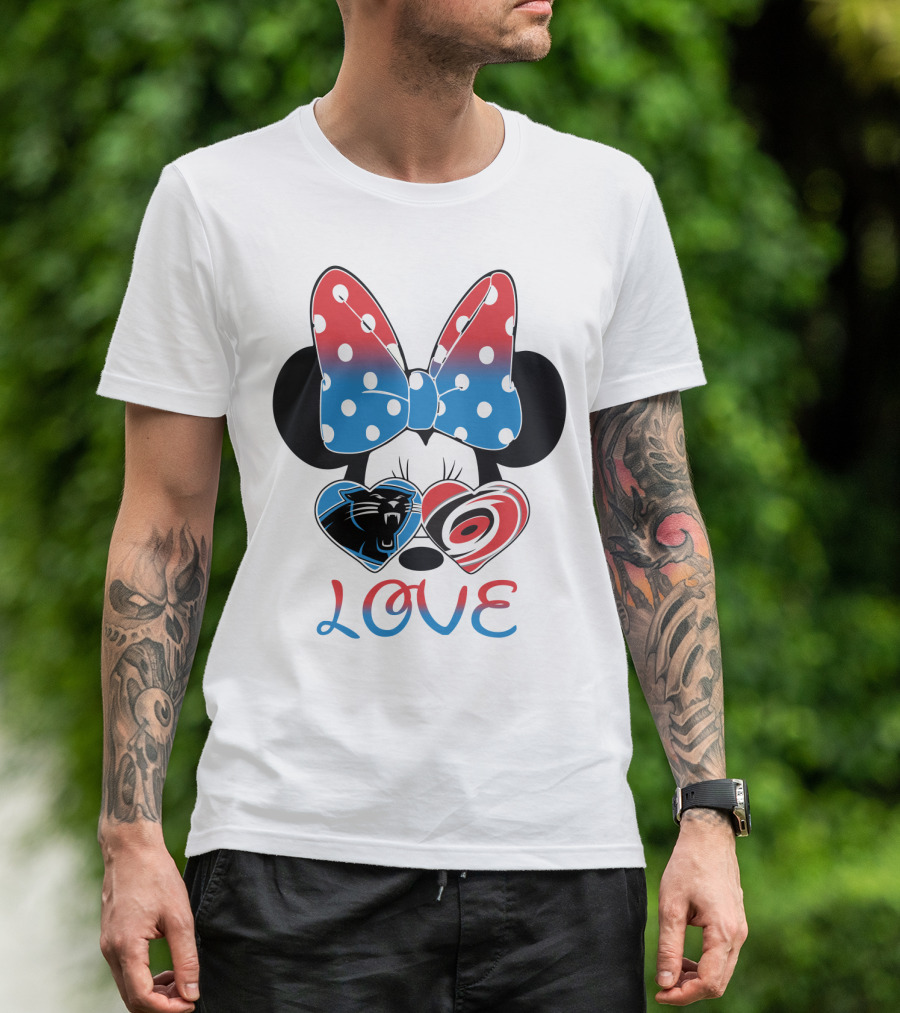 Love Carolina Panthers Hurricanes Minnie Bow T-Shirt