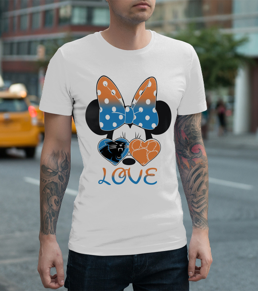 Minnie Mouse Bow Love Panthers Clemson Mix T-Shirt