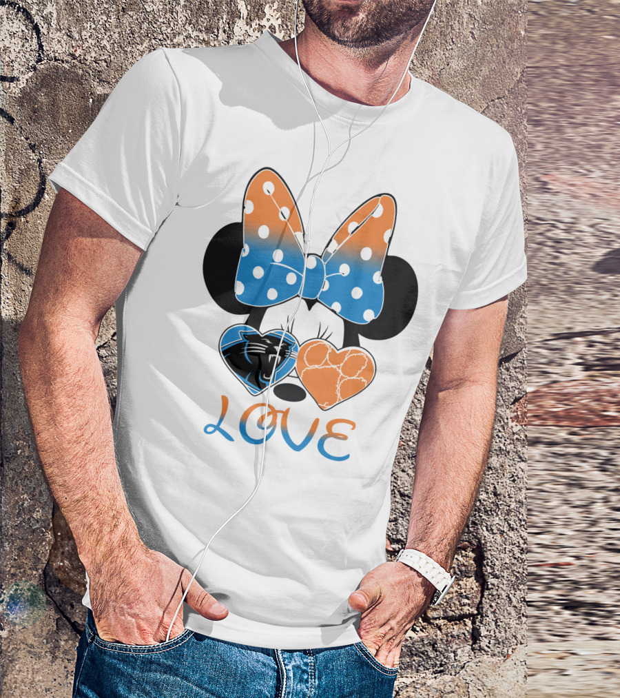 Minnie Mouse Bow Love Panthers Clemson Mix T-Shirt