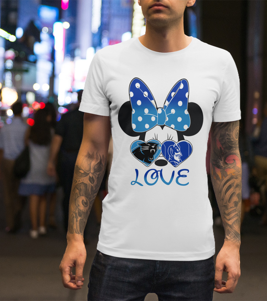 Love Carolina Panthers Duke Blue Devils Disney Bow T-Shirt