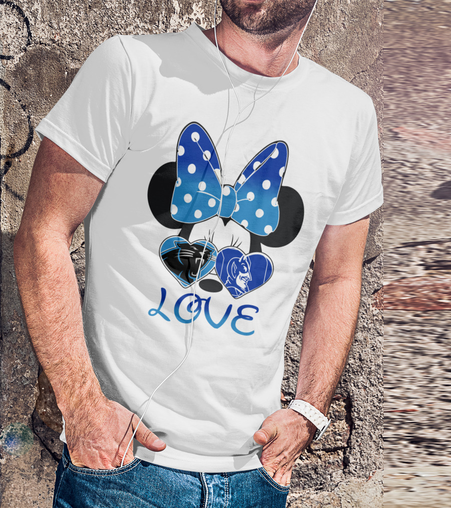 Love Carolina Panthers Duke Blue Devils Disney Bow T-Shirt