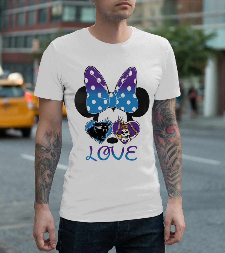 Love Panthers Ecu Pirates Minnie Bow T-Shirt