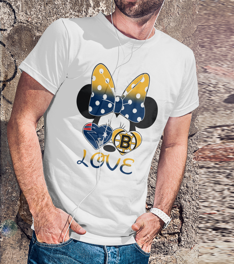 Mickey Mouse Patriots Bruins Love T-Shirt