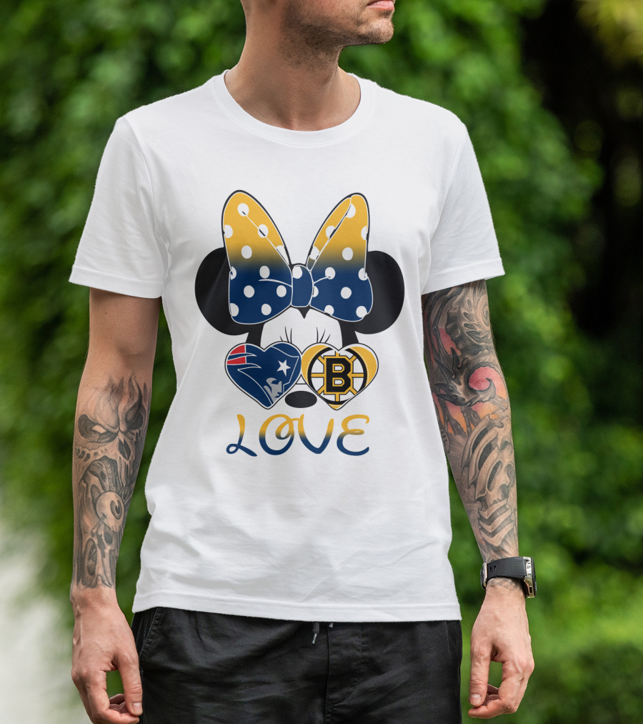 Mickey Mouse Patriots Bruins Love T-Shirt
