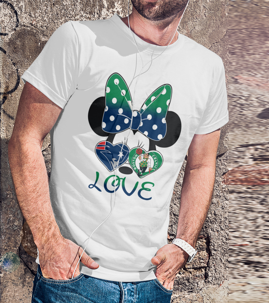Love Minnie Bow Patriots Celtics T-Shirt
