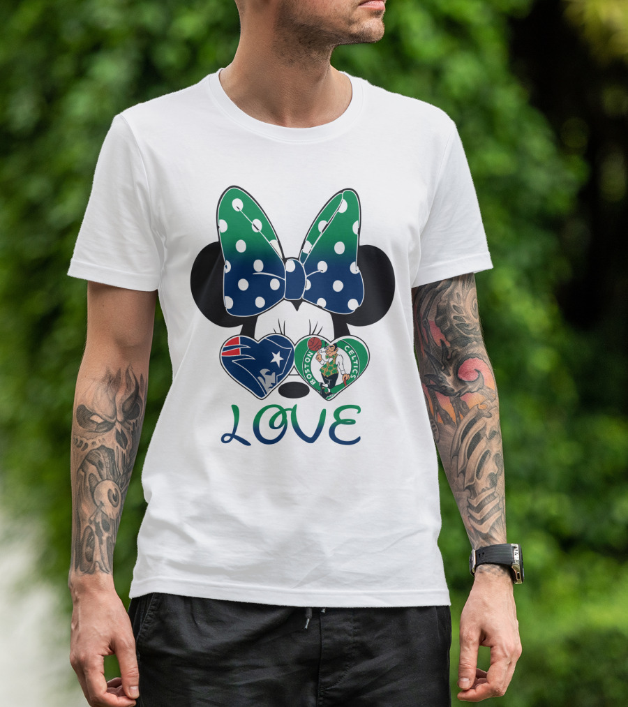 Love Minnie Bow Patriots Celtics T-Shirt