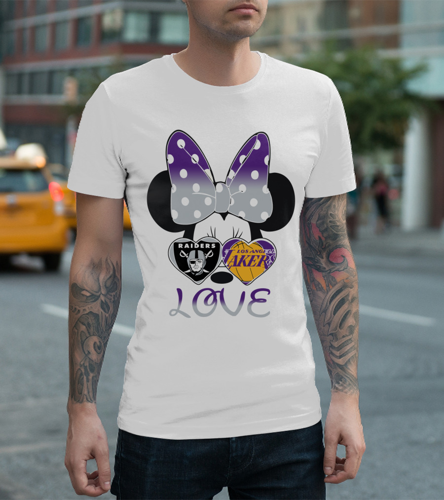 Los Angeles Lakers Raiders Love Minnie Bow T-Shirt