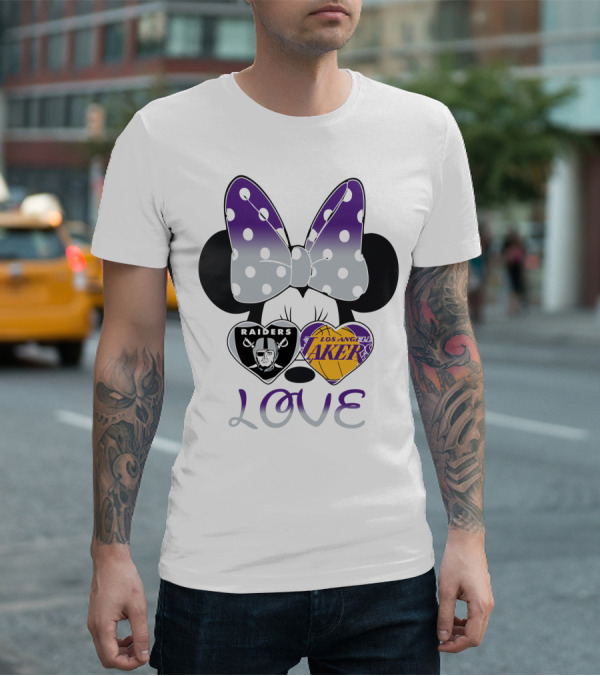 Los Angeles Lakers Raiders Love Minnie Bow T-Shirt