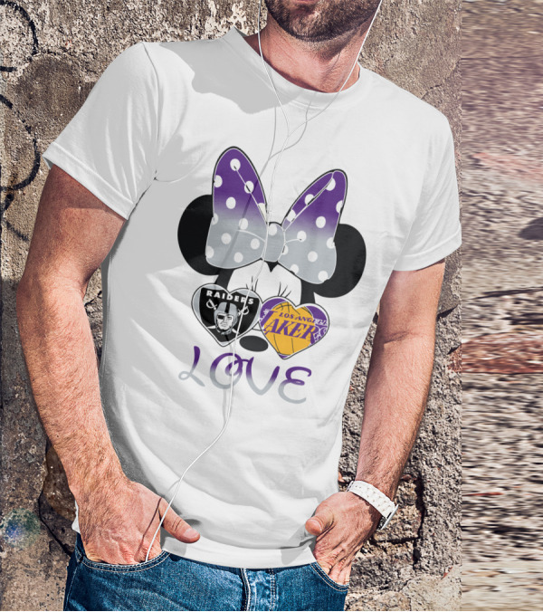 Los Angeles Lakers Raiders Love Minnie Bow T-Shirt