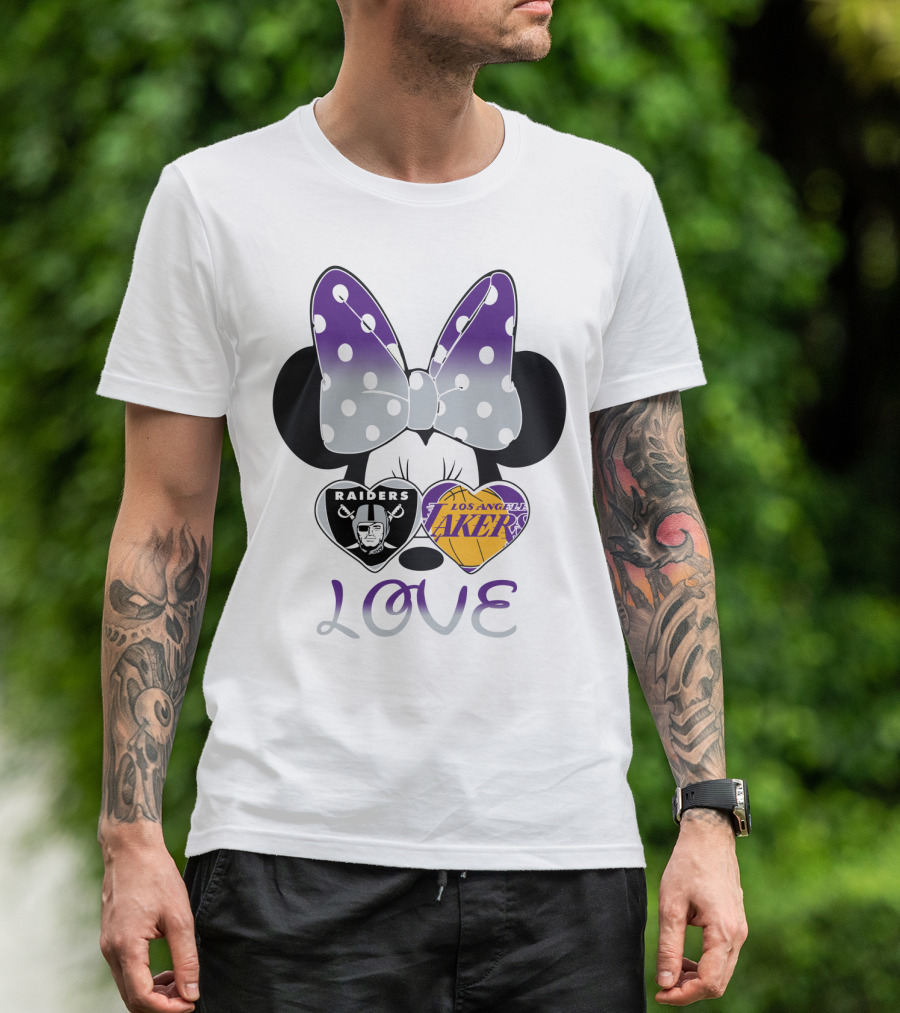 Los Angeles Lakers Raiders Love Minnie Bow T-Shirt