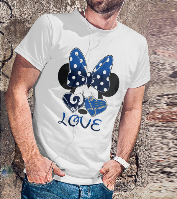 Love Minnie Mouse Rams Blues Hearts T-Shirt