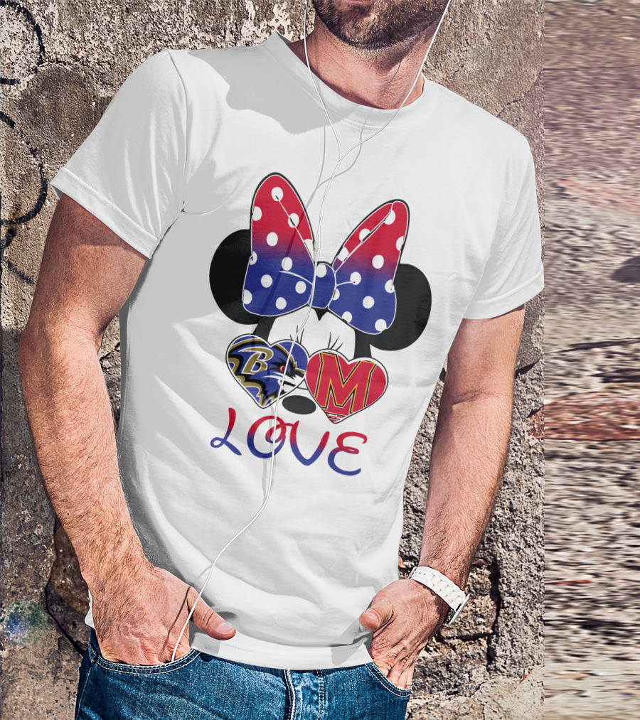 Mic 102 Minnie Mouse Ravens Maryland Love T-Shirt