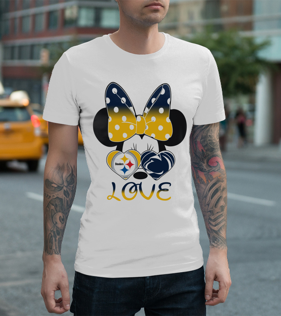 Minnie Mouse Steelers Love Bow Polka Dots T-Shirt