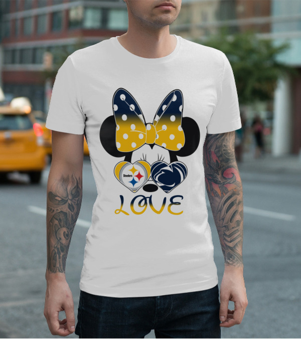 Minnie Mouse Steelers Love Bow Polka Dots T-Shirt