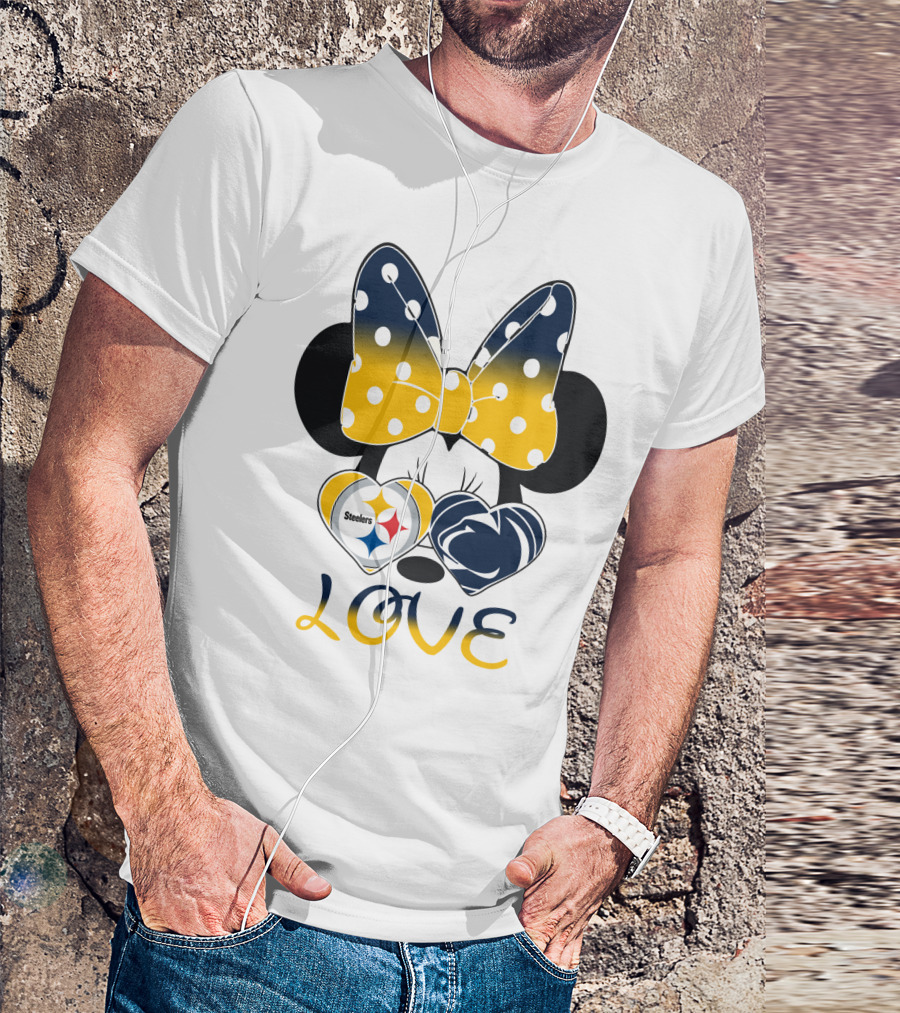 Minnie Mouse Steelers Love Bow Polka Dots T-Shirt