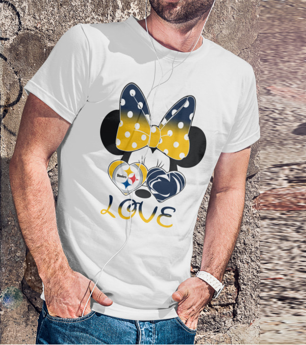 Minnie Mouse Steelers Love Bow Polka Dots T-Shirt