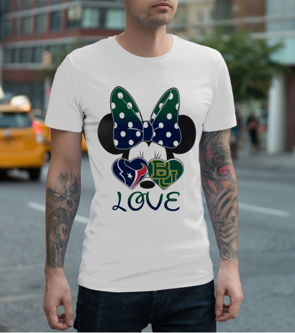 Houston Texans Baylor University Love Minnie Polka Dot Bow T-Shirt