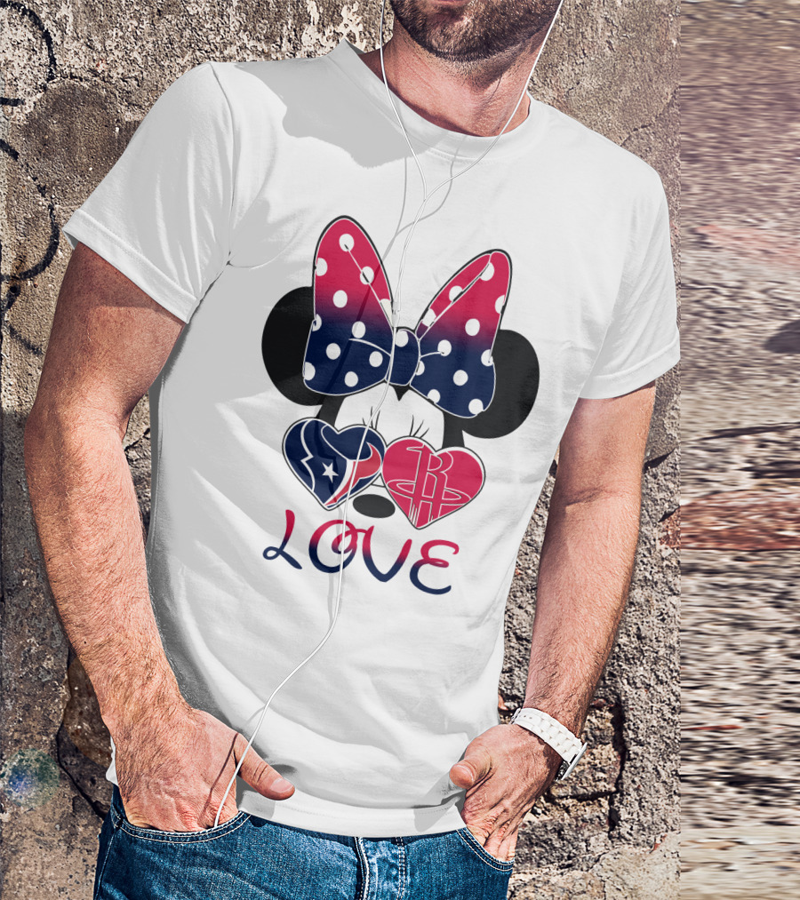 Love Minnie Mouse Houston Texans Rockets Hearts T-Shirt