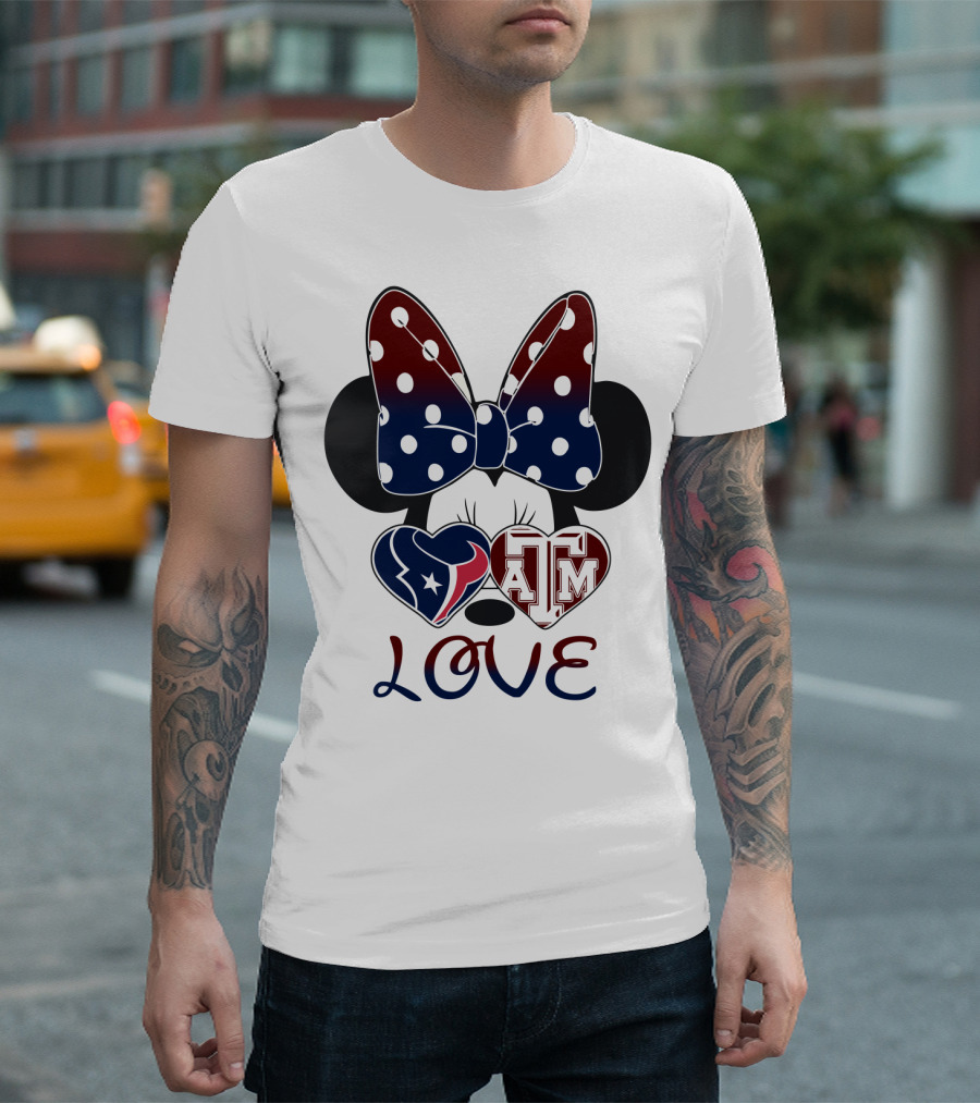 Minnie Bow Texans Love A&M Hearts T-Shirt