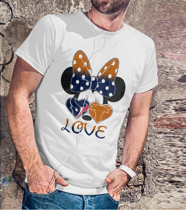 Love Texas Houston Football Minnie Ears Bow T-Shirt