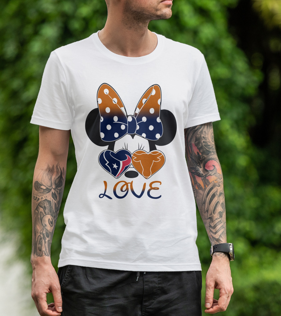Love Texas Houston Football Minnie Ears Bow T-Shirt