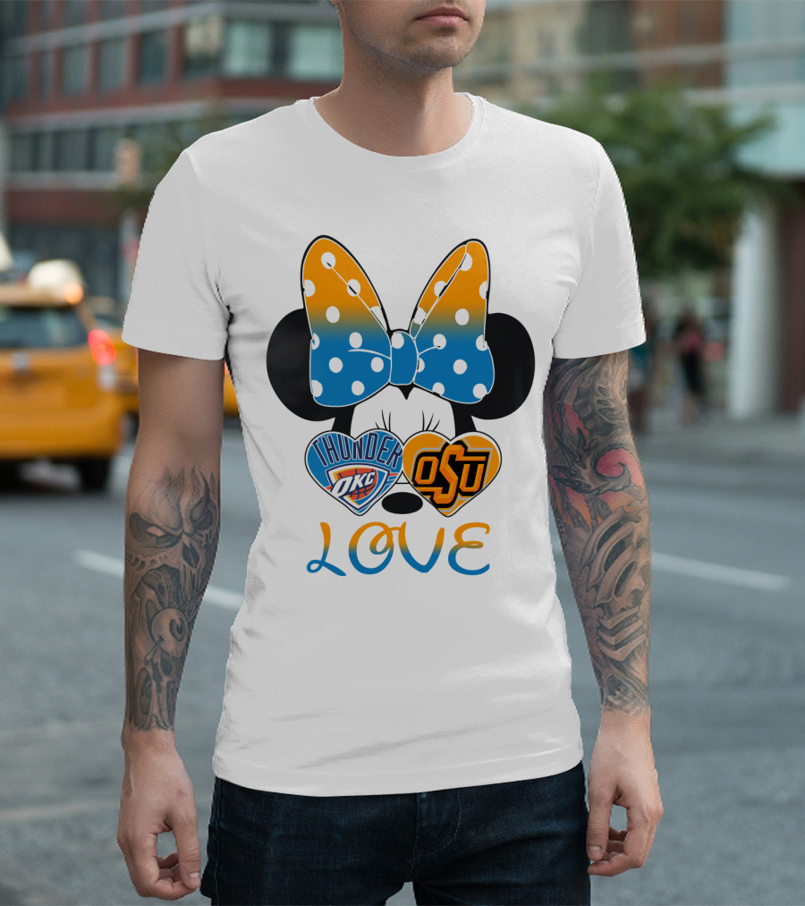Okc Thunder Osu Love Minnie Bow Hearts T-Shirt