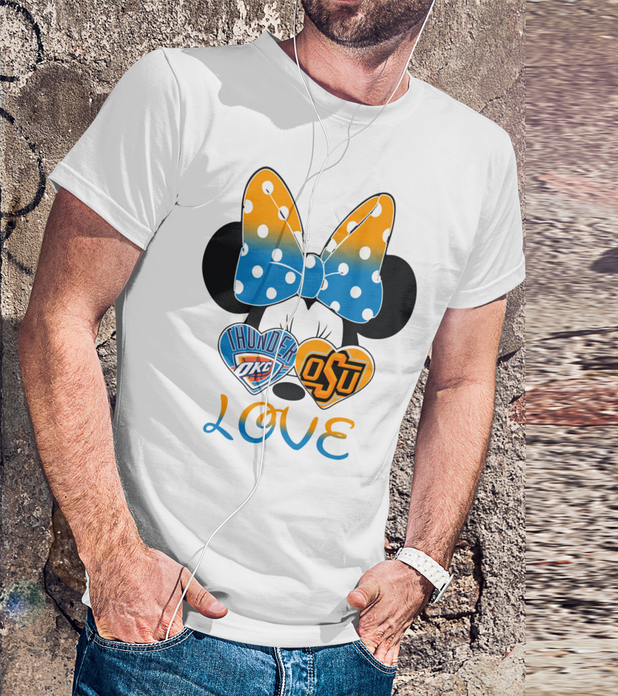 Okc Thunder Osu Love Minnie Bow Hearts T-Shirt