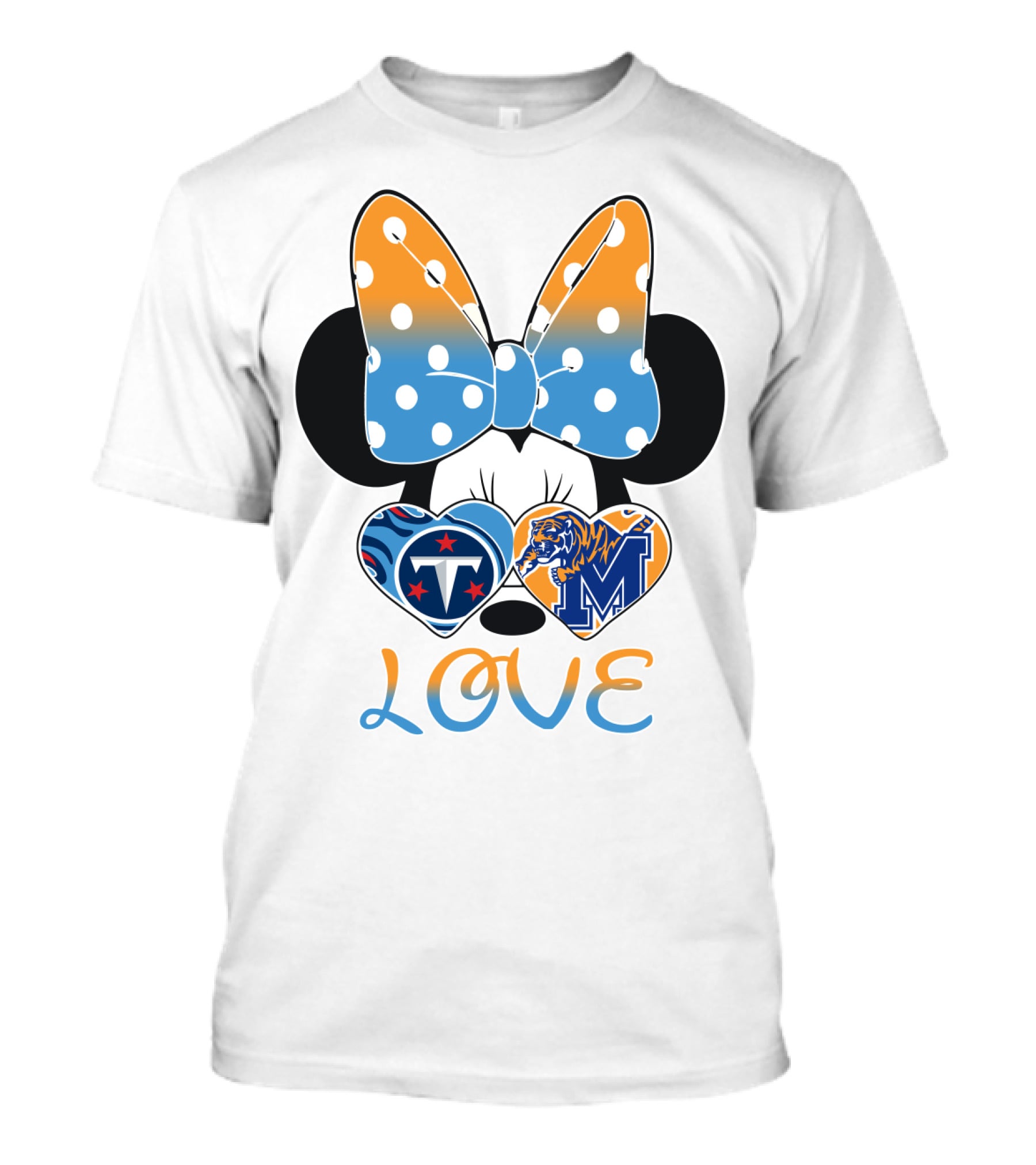 Tennessee Titans Memphis Tigers Love Bow Hearts T-Shirt
