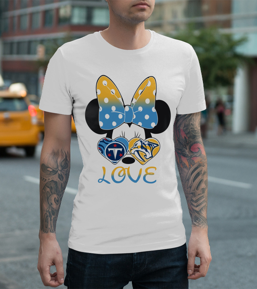 Love Minnie Ears Tennessee Titans Predators Hearts T-Shirt