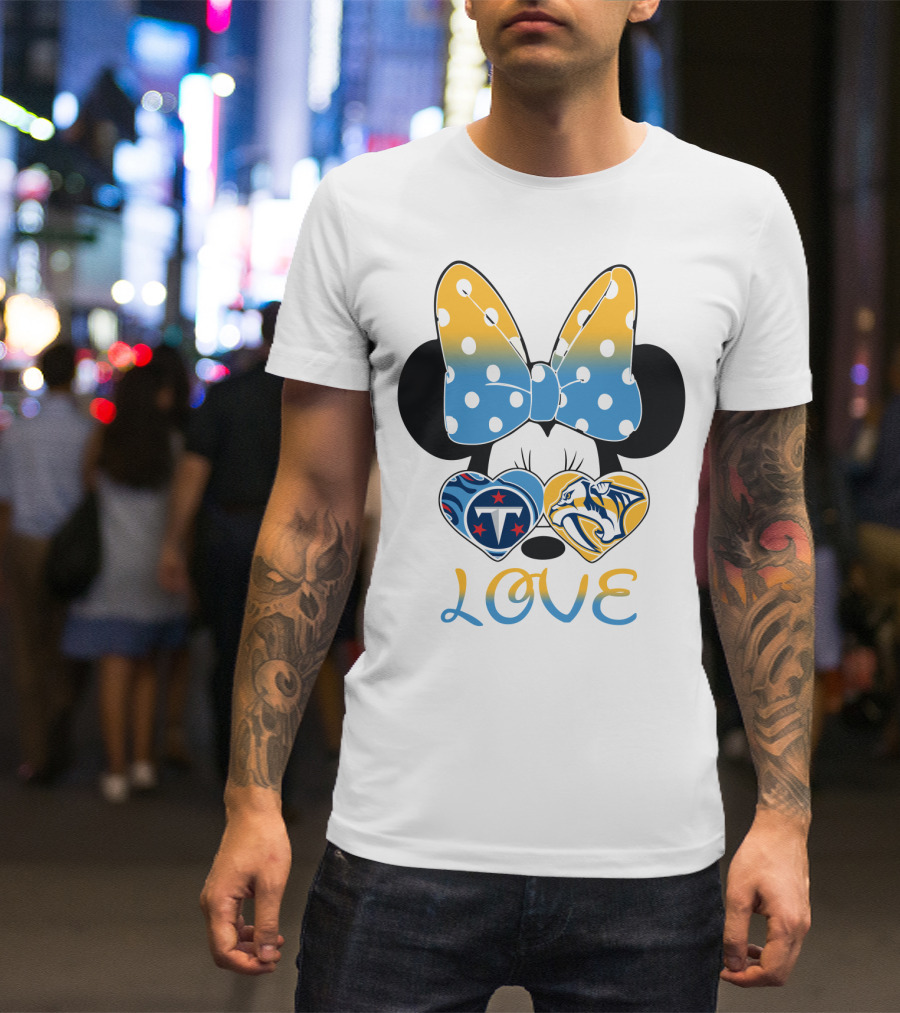 Love Minnie Ears Tennessee Titans Predators Hearts T-Shirt