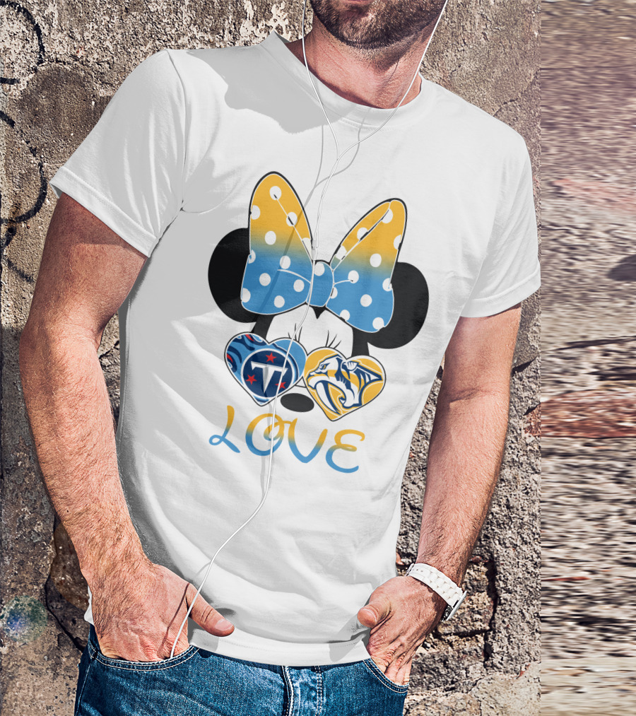 Love Minnie Ears Tennessee Titans Predators Hearts T-Shirt
