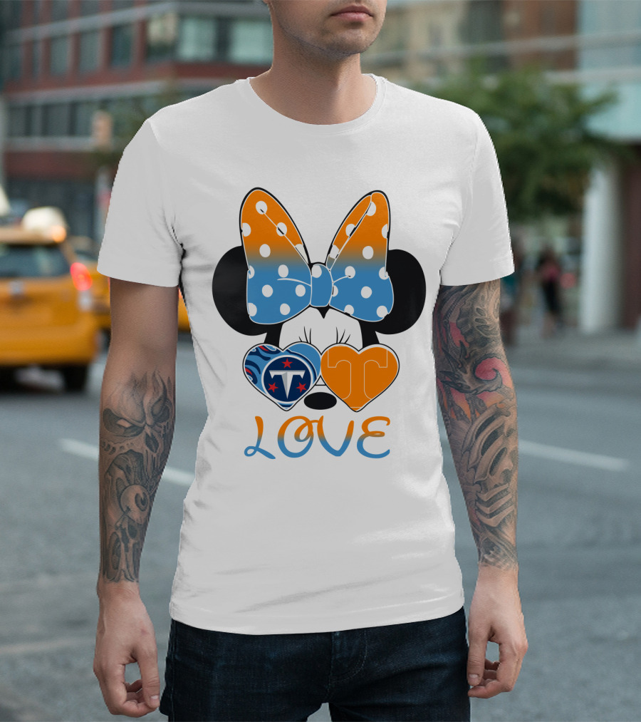 Minnie Mouse Love Tennessee Titans Hearts T-Shirt
