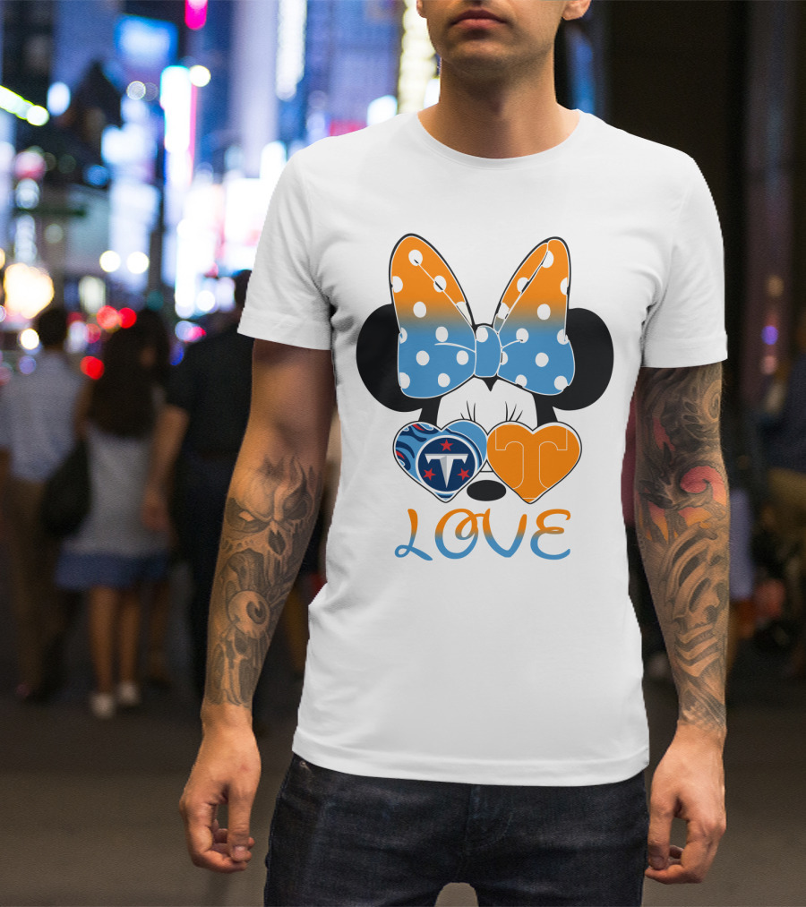 Minnie Mouse Love Tennessee Titans Hearts T-Shirt