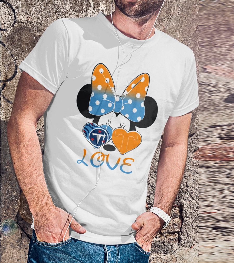 Minnie Mouse Love Tennessee Titans Hearts T-Shirt