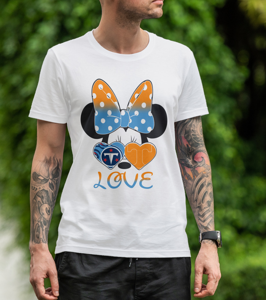 Minnie Mouse Love Tennessee Titans Hearts T-Shirt
