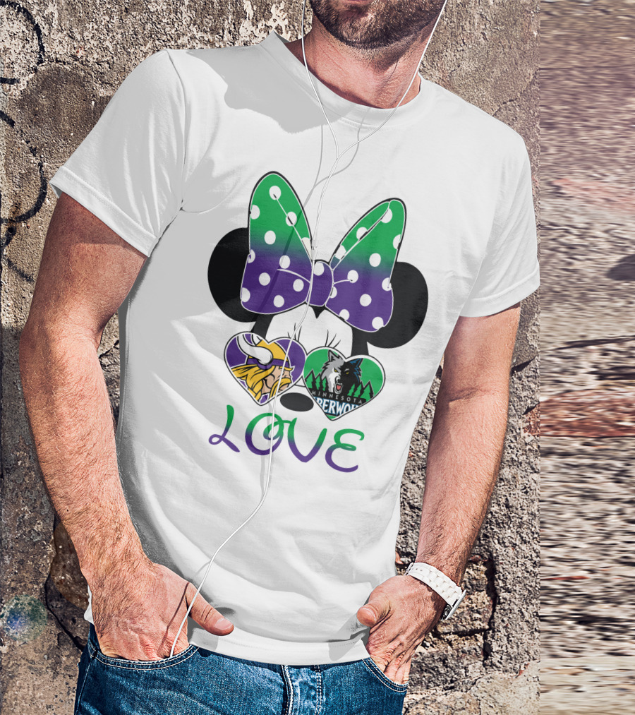 Minnesota Vikings Timberwolves Love With Bow T-Shirt