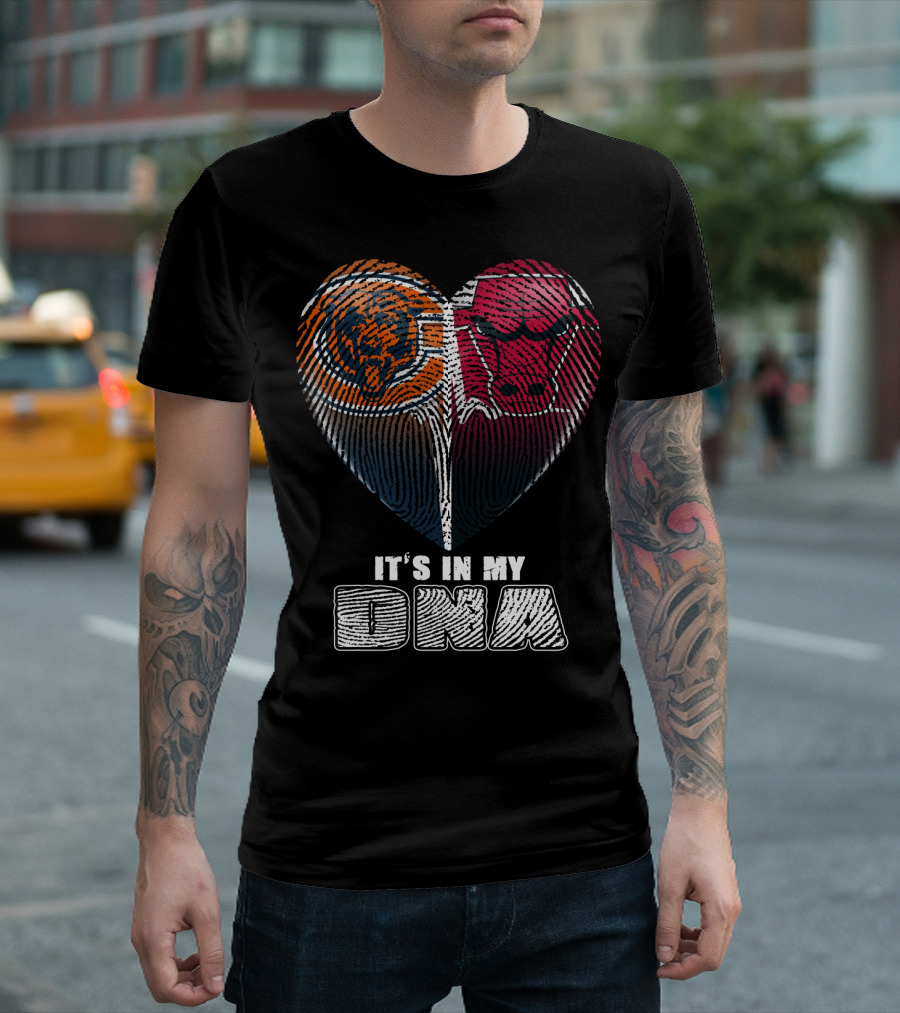 It's In My Dna Bears Bulls Heart Fingerprint 007 T-Shirt