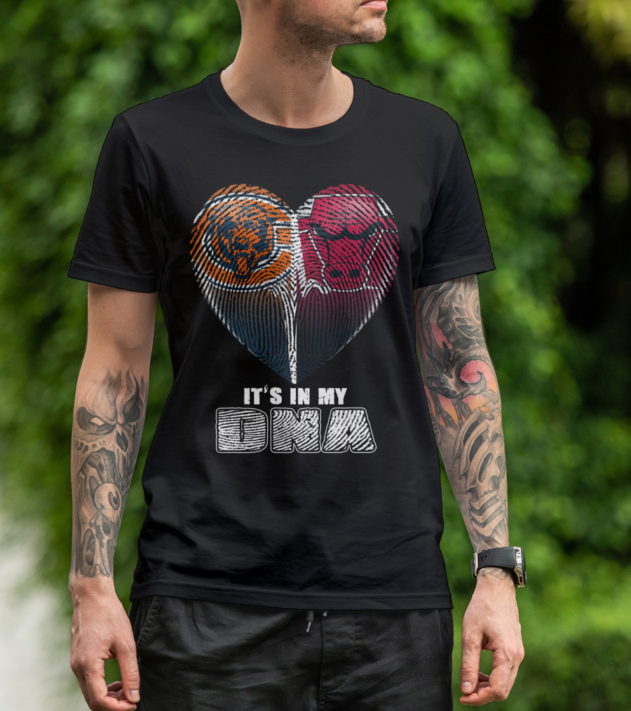 It's In My Dna Bears Bulls Heart Fingerprint 007 T-Shirt