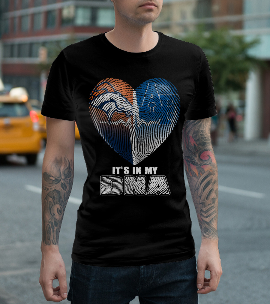 It's In My Dna Broncos Air Force Heart Fingerprint T-Shirt